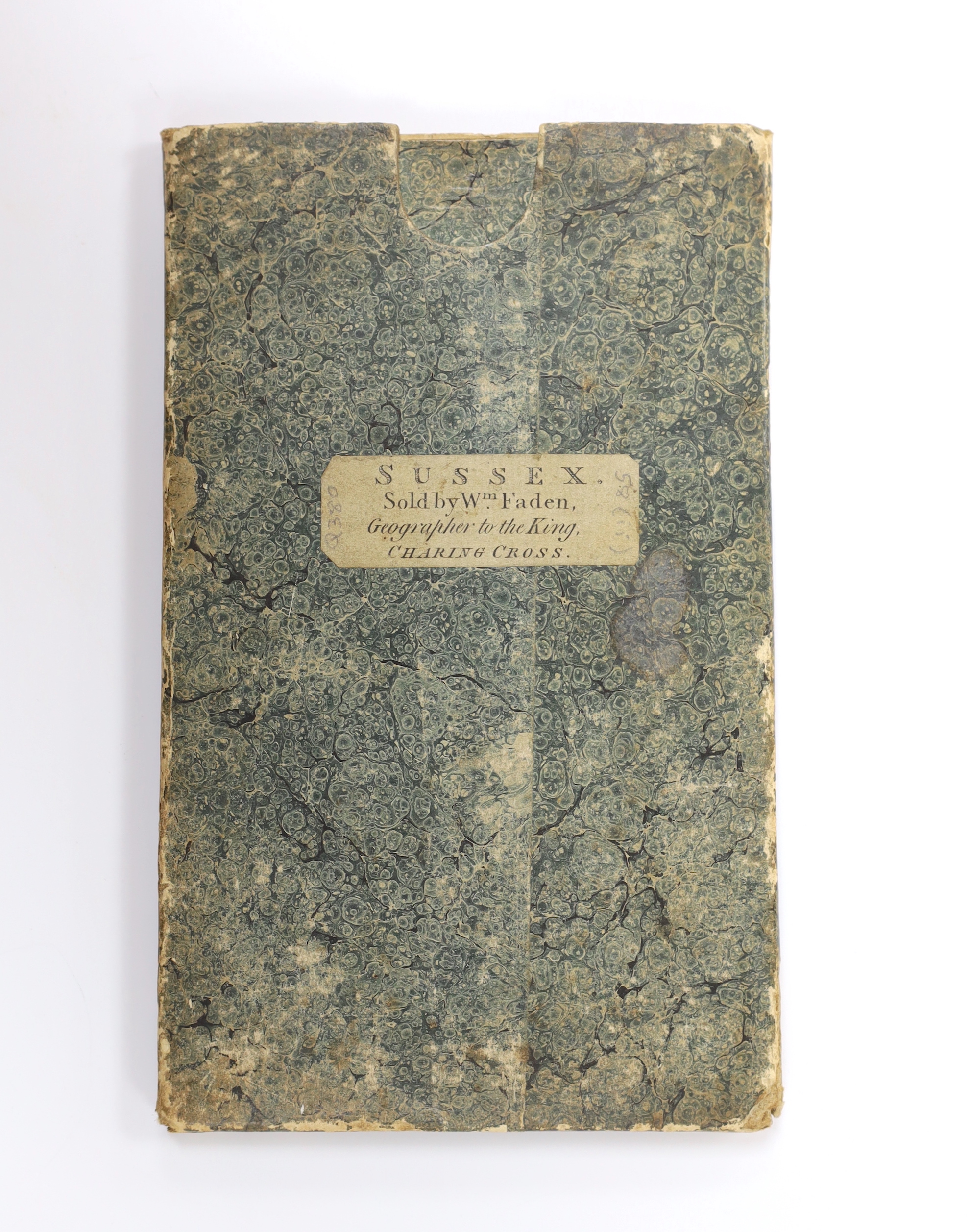 Sussex map, a reduced version of the survey by Thomas Gream, sold by William Faden, dated 1819, folding map in slip case, 39 x 81cm